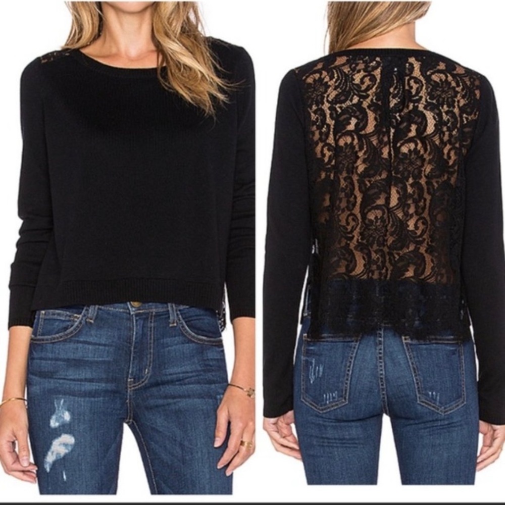 Joie Matrika Lace Back sweater.  Navy color.  Size XS